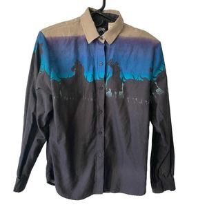 Roper Border Vintage Women's Button Shirt Horses Medium